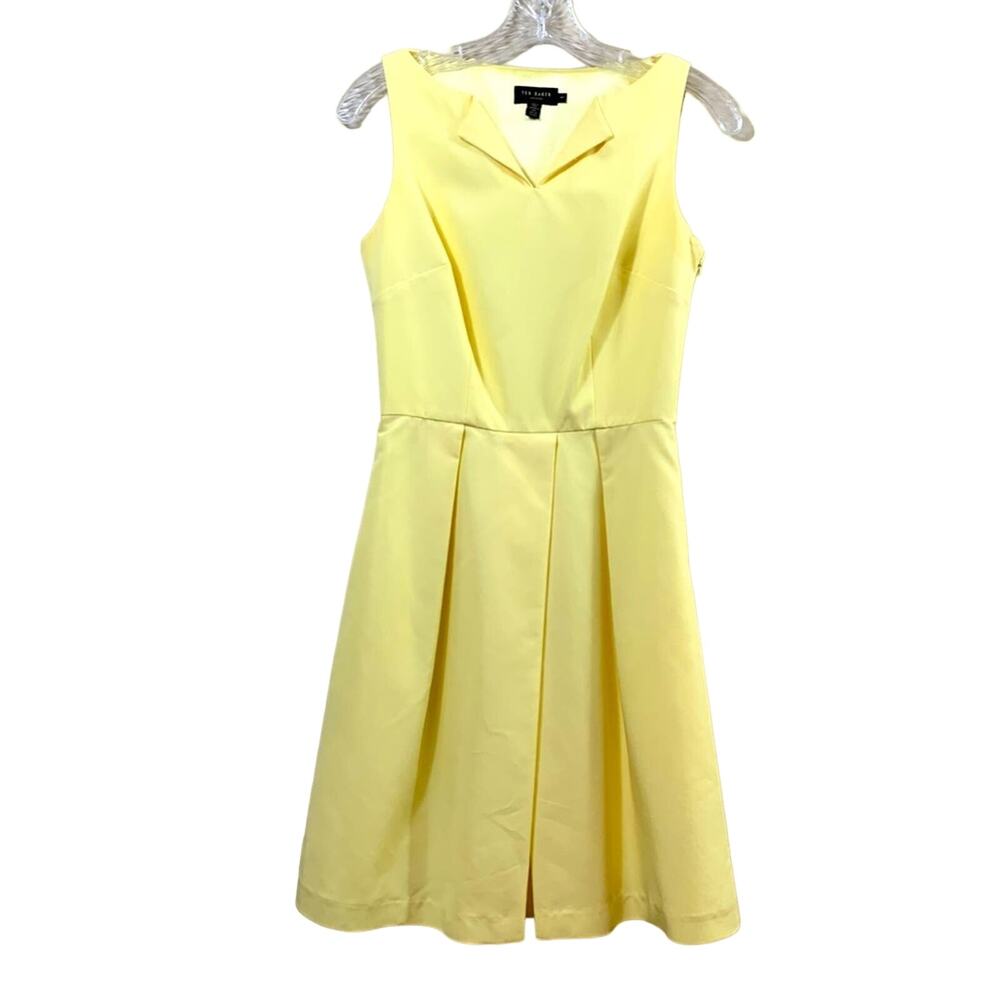 Ted Baker London Sleeveless Fit & Flare Yellow Midi Dress